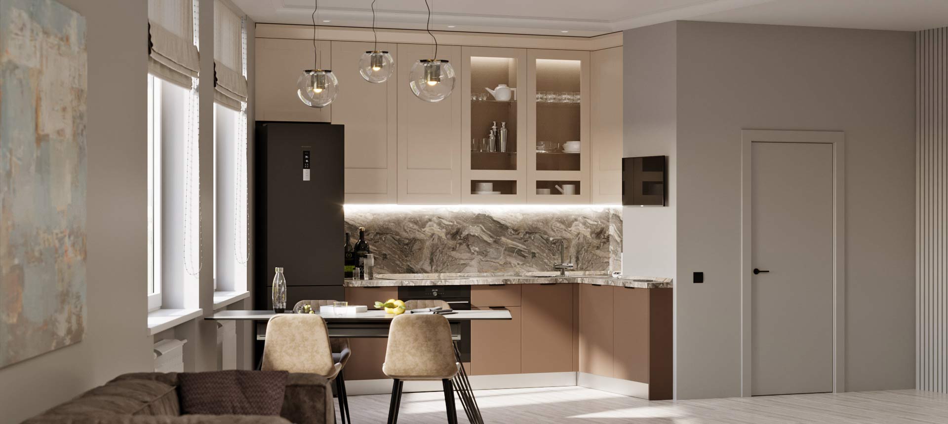 Трюфель коричневый / Кашемир&nbsp;серый&nbsp;