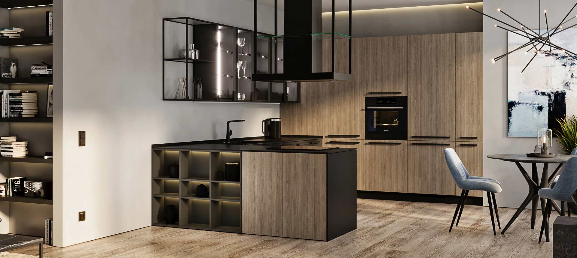 Чёрная яшма / Дуб&nbsp;Винченца&nbsp;серый&nbsp;