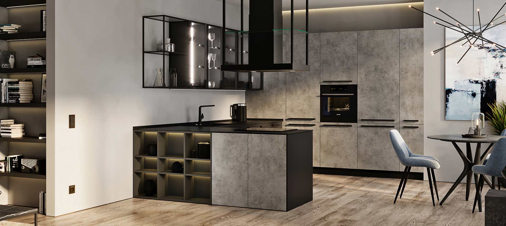 Чёрная Яшма / Бетон&nbsp;Чикаго&nbsp;светло-серый&nbsp;