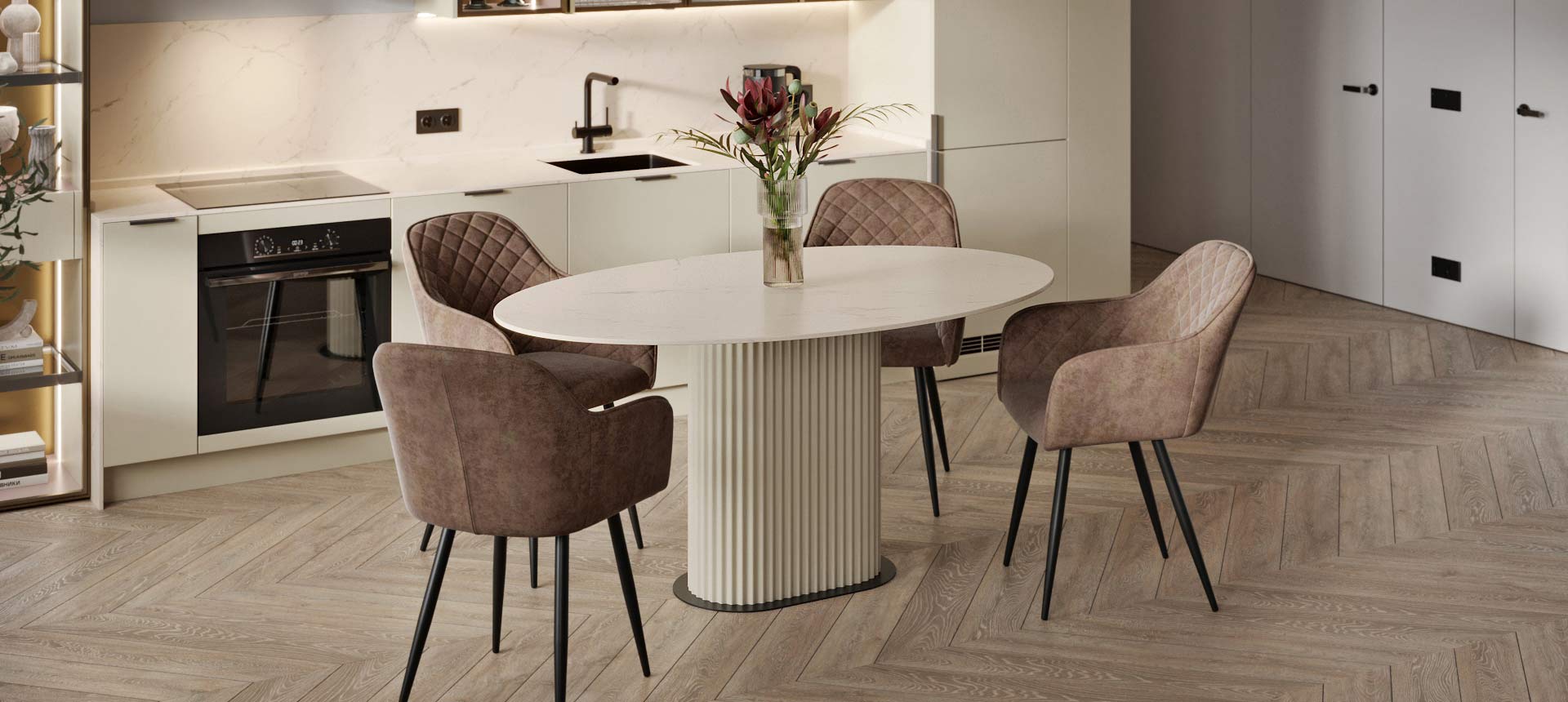 искусственный камень Мрамор бежевый / эмаль цвет Крем 