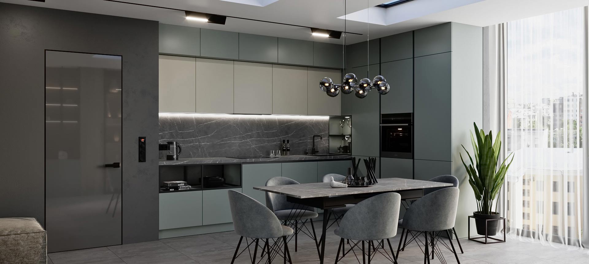 Лунный топаз матовый / Белый фарфоровый оникс 