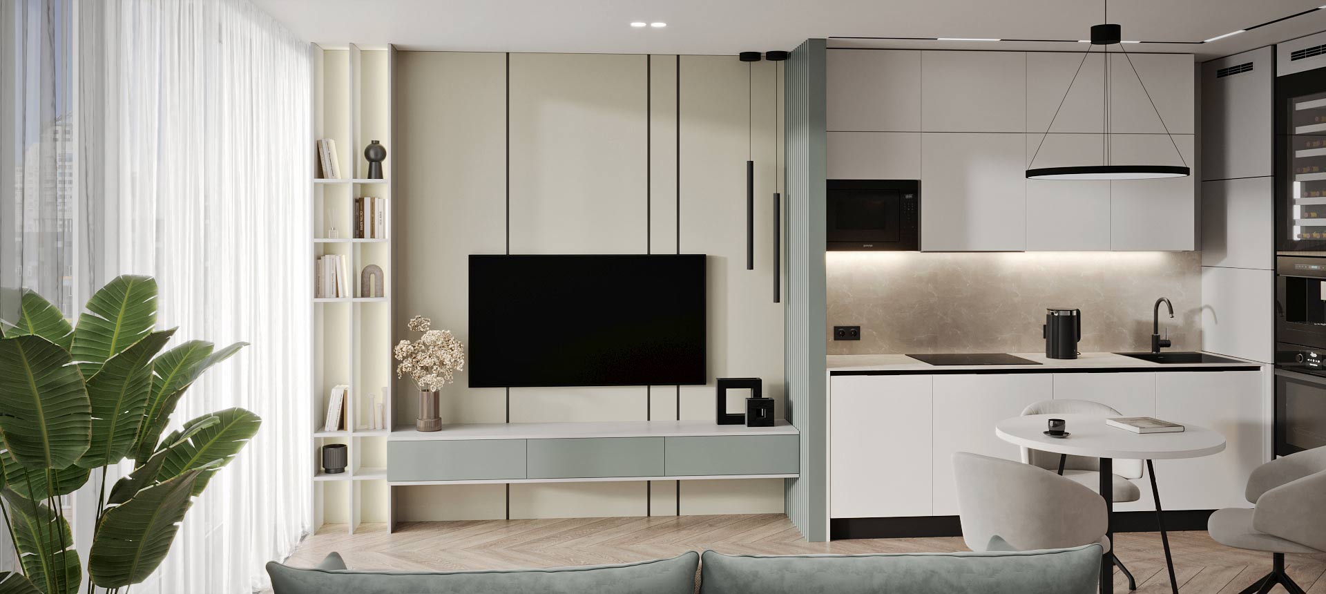 Лунный топаз матовый / Горный хрусталь матовый 