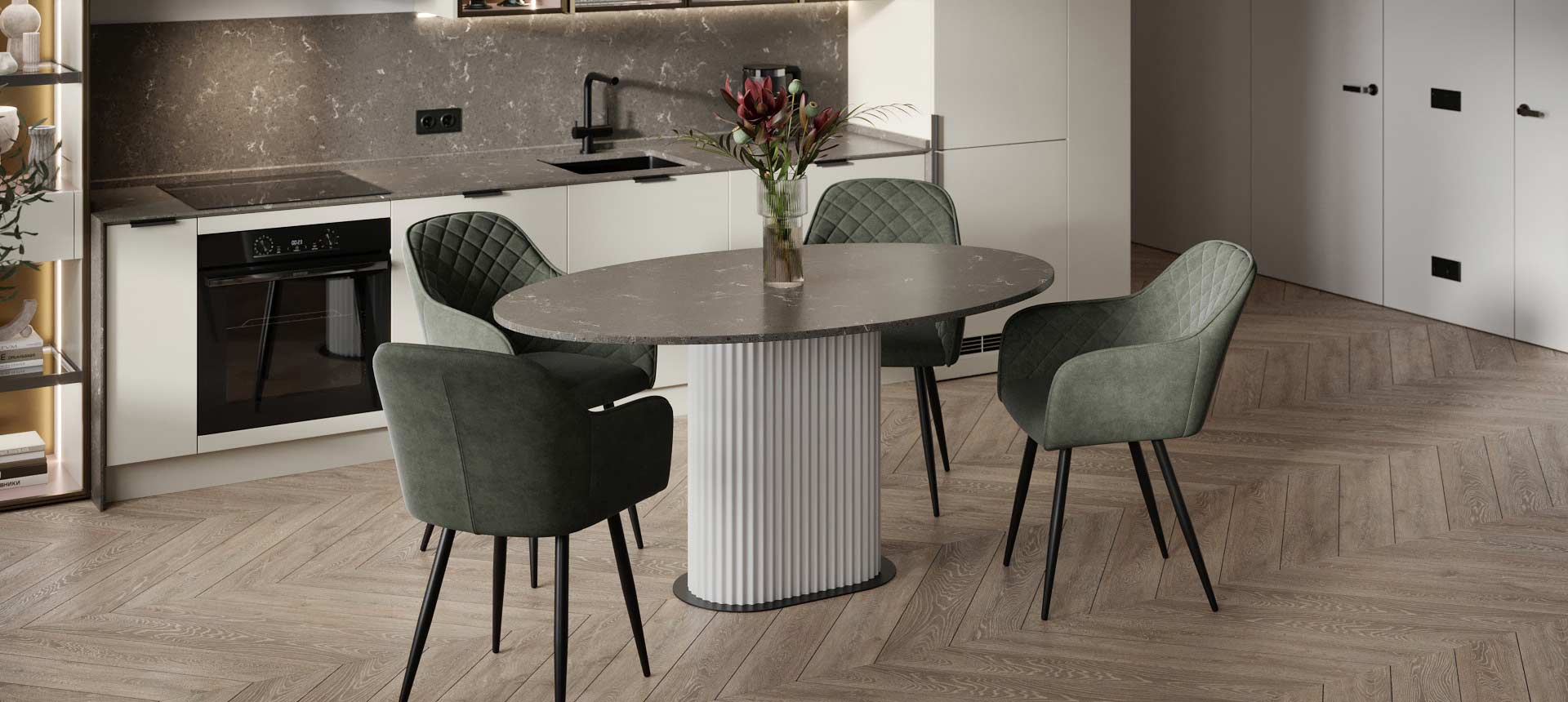 кварцевый агломерат цвет Скалы Карелии / эмаль цвет NCS S 1500-N 