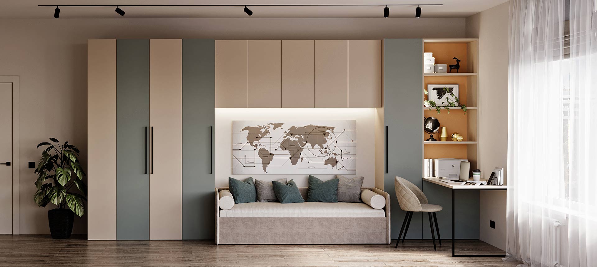 Кашемир серый / Зелёный Фьорд 