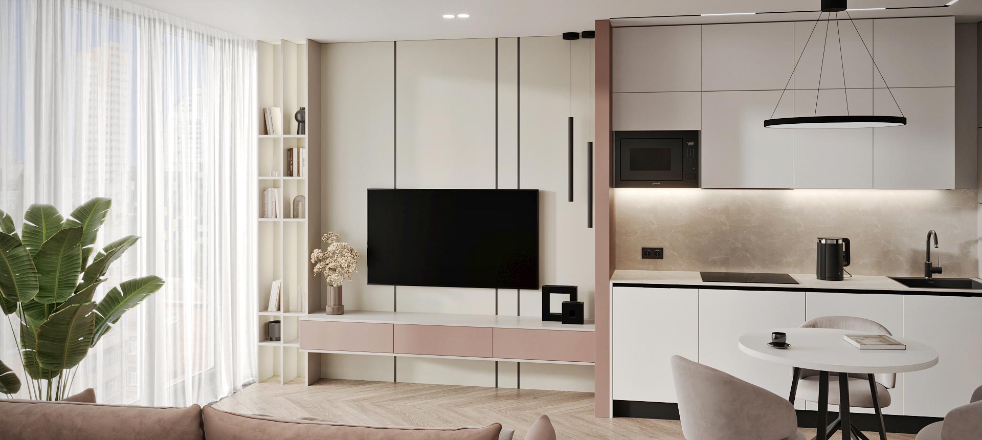 Розовый кварц матовый / Горный хрусталь матовый 