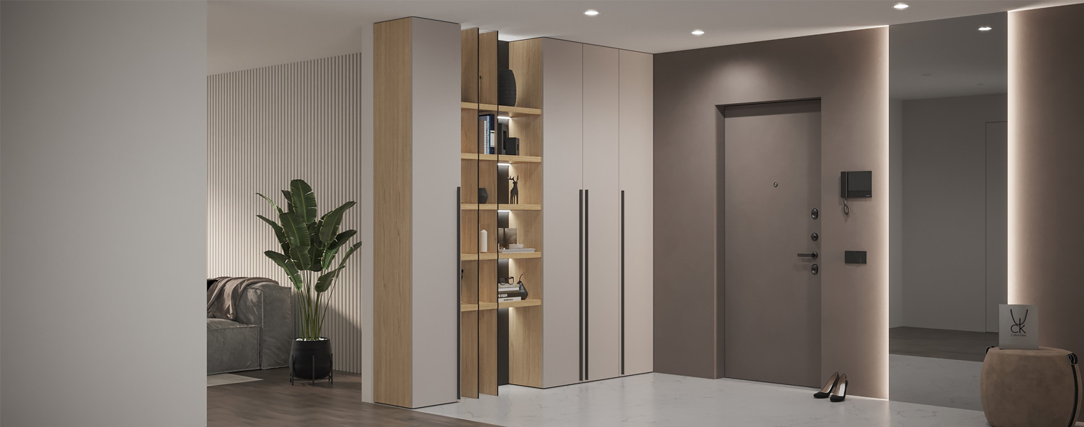 Шкаф в прихожую со стеллажом - фото No 1