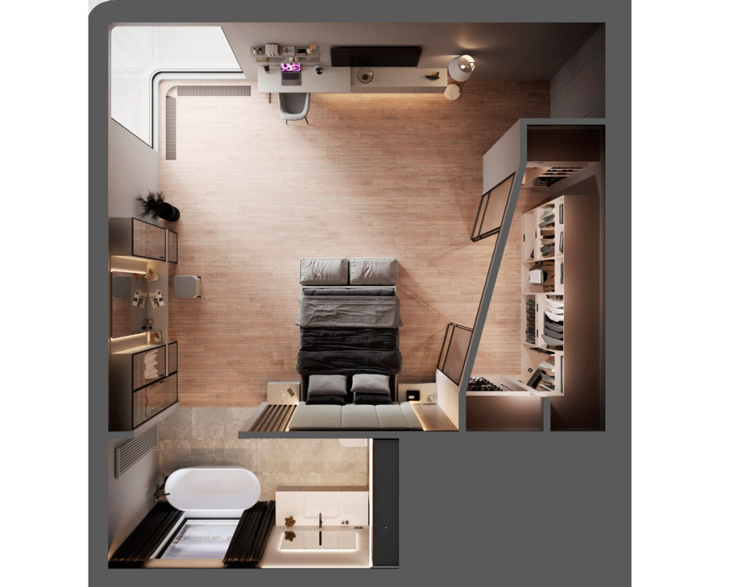 Варианты зонирования квартир свободной планировки - фото №46