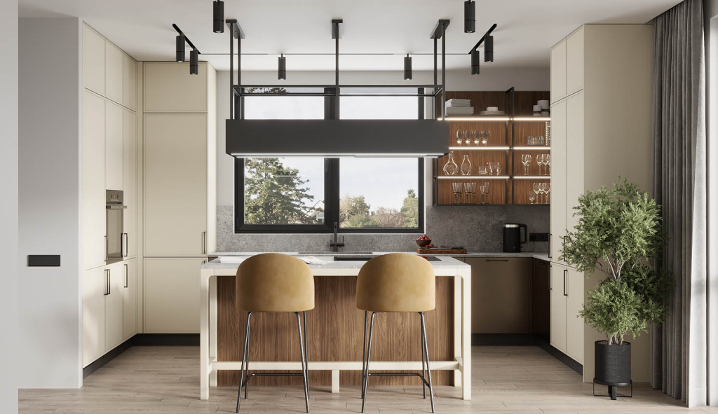 Дерево, стекло, металл: топ-20 сочетаний для современной кухни - фото №39