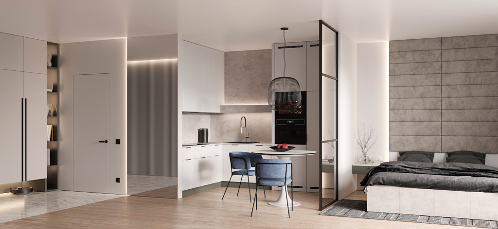 Варианты зонирования квартир свободной планировки - фото №38