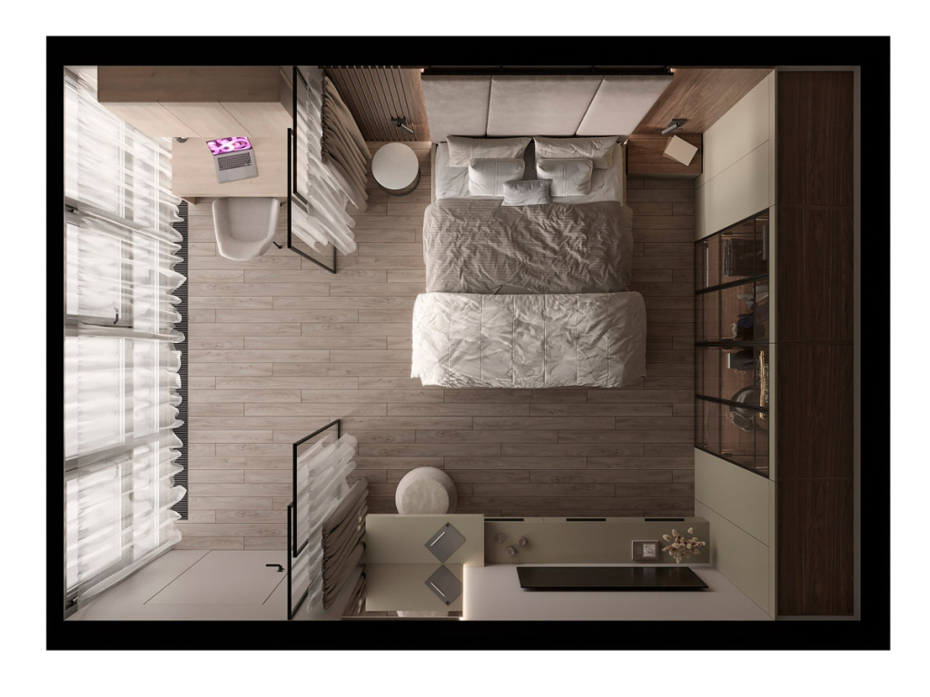 Варианты зонирования квартир свободной планировки - фото №40