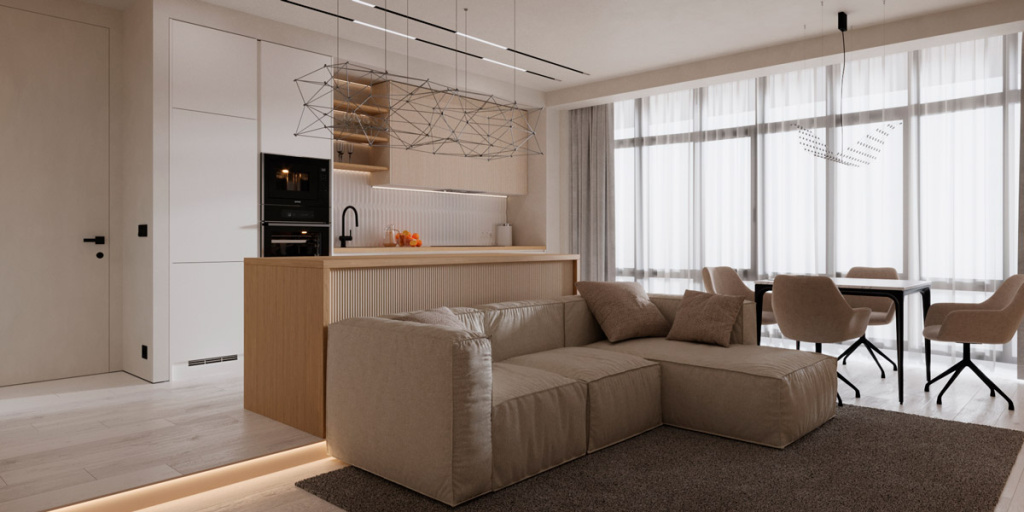 Варианты зонирования квартир свободной планировки - фото №18