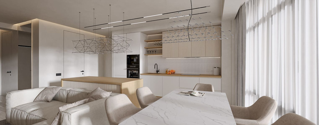 Варианты зонирования квартир свободной планировки - фото №34