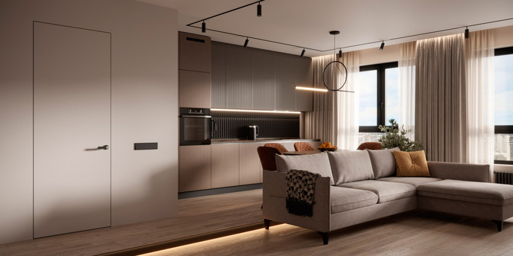 Варианты зонирования квартир свободной планировки - фото №19