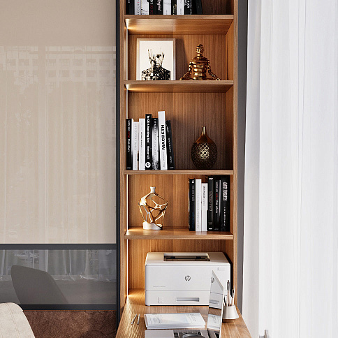 Шкаф-купе в гостиную с полками и столом - детальное фото № 5