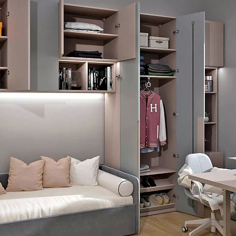 Современный шкаф с полками в детскую - детальное фото № 2