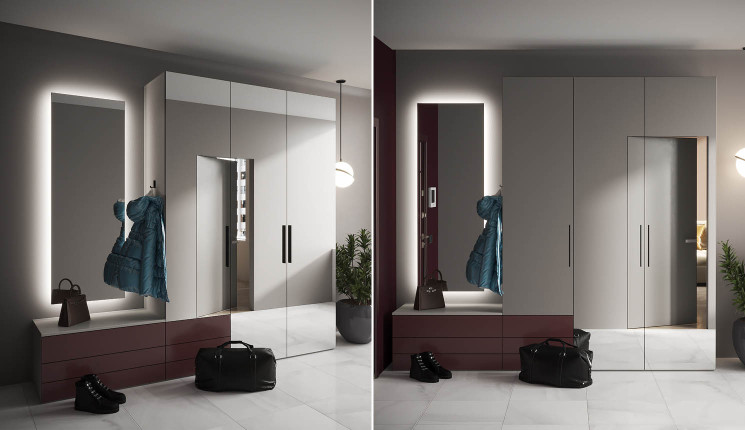 Распашной шкаф с зеркалом на балкон