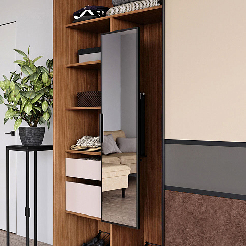 Шкаф-купе в гостиную с полками и столом - детальное фото № 4