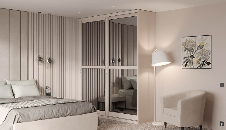 Двухдверный шкаф-купе зеркальный на балкон