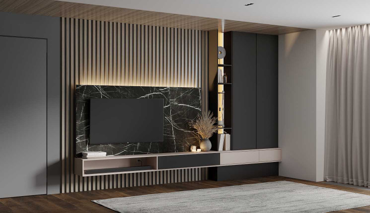 Встроенная гостиная на заказ с зоной под ТВ